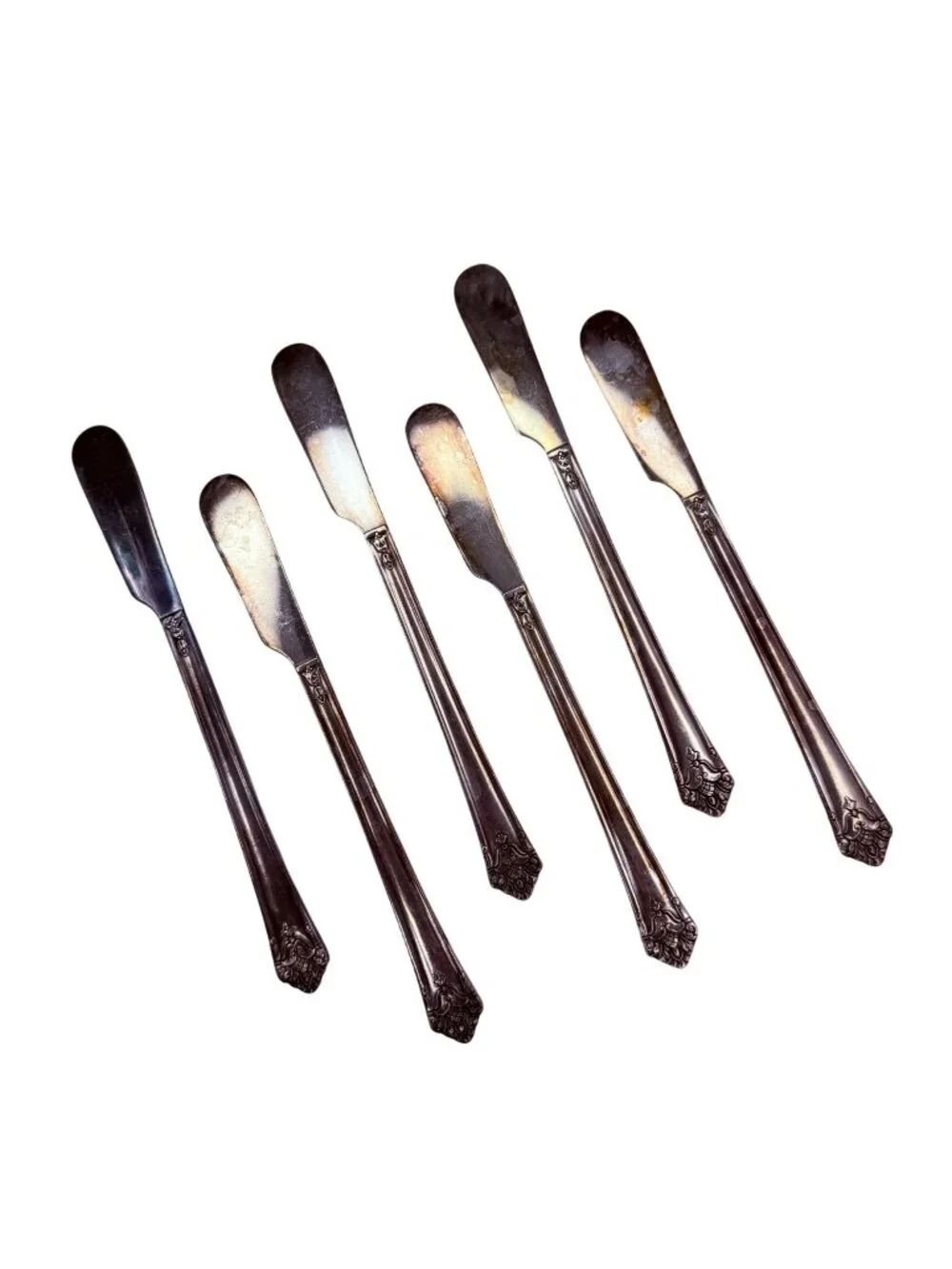 6 Flat Handle Butter Spreaders Her Majesty Silverplate Flatware International